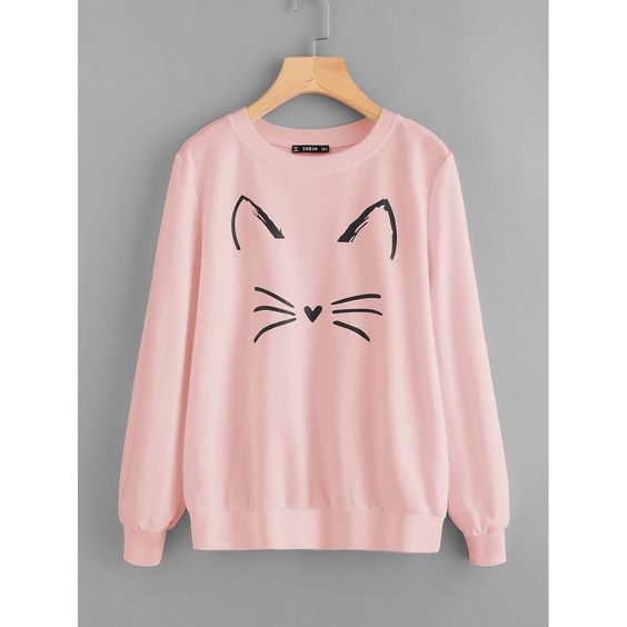 Cartoon Cat Print Sweatshirt VL01