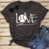 Love Baseball Bat Print T-shirt VL01