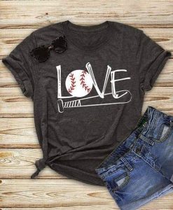Love Baseball Bat Print T-shirt VL01