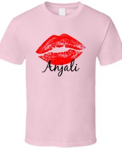Anjali Personalized Name Lips Kiss T-shirt ER01