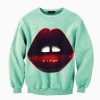 Blue Long Sleeve Red Lip Pattern Sweatshirt ER01