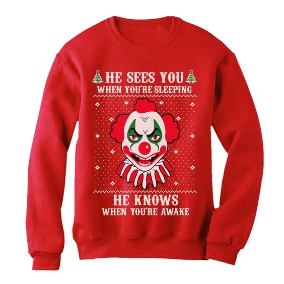 Christmas Evil Scary Killer Clown Joker Sweatshirt FD01