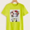 Neon Lime Stereo Flowers Figure T-Shirt DV01