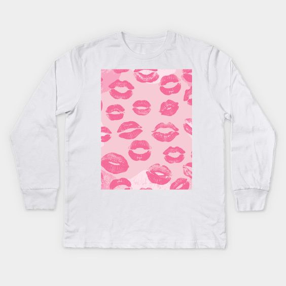 Pink Lip Kisses Print sweatshirt ER01