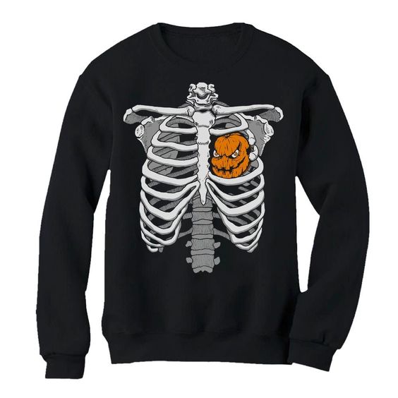 Skeleton Pumpkin Heart Sweatshirt EL01