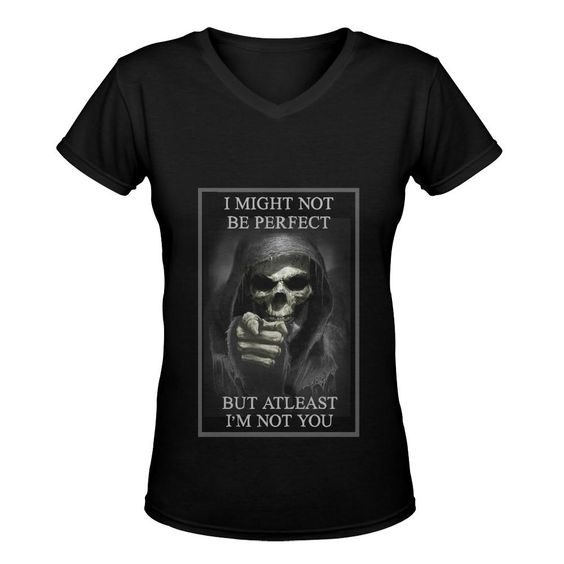 Skull Printed Vneck Women's T-Shirt DV01