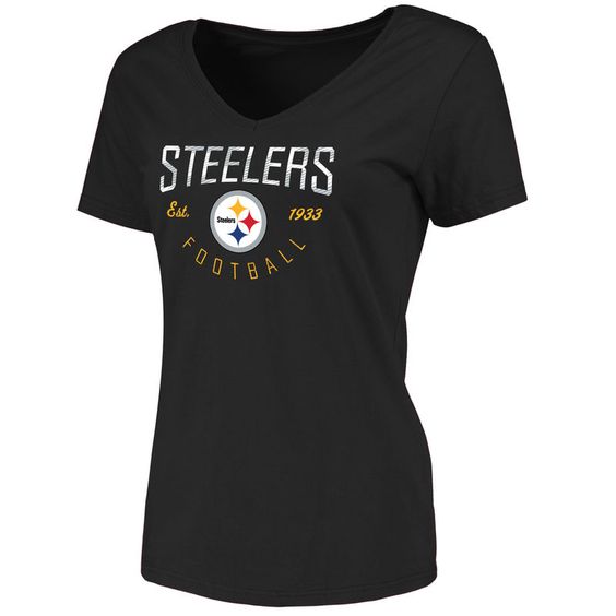 Steelers Black Vneck T-Shirt DV01