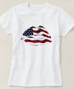 USA Flag Lips Kiss T-Shirt ER01