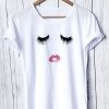 White Short Eyelash Lip T-Shirt ER01