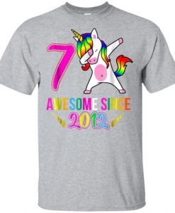 Girls 7th Birthday Unicorn TShirt ER1N