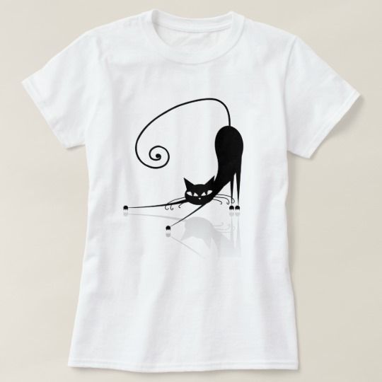 Black Stylized Cat T-Shirt ND21D