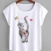 Cat Print Loose Tee T-shirt ER2D