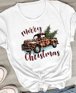 Leopard Car Merry Christmas T-Shirt ER6D