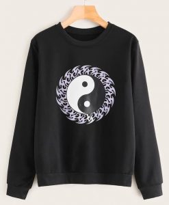 Tai Chi Print Round Sweatshirt VL5D