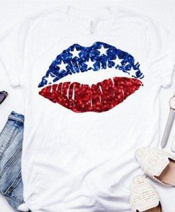 American Flag Lips T-Shirt ND27J0