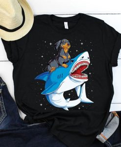 Dachshund Riding Shark T Shirt SP16A0