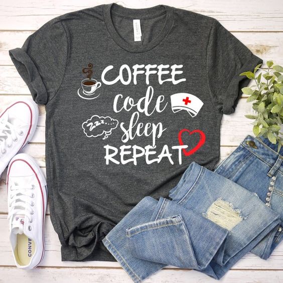 Coffee Code Sleep Repeat Tshirt FD2JN0