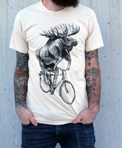 Moose on a bicycle T-shirt AL
