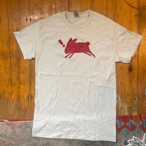 Red Rabbit on Grey T-Shirt AL